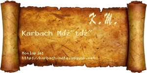 Karbach Máté névjegykártya